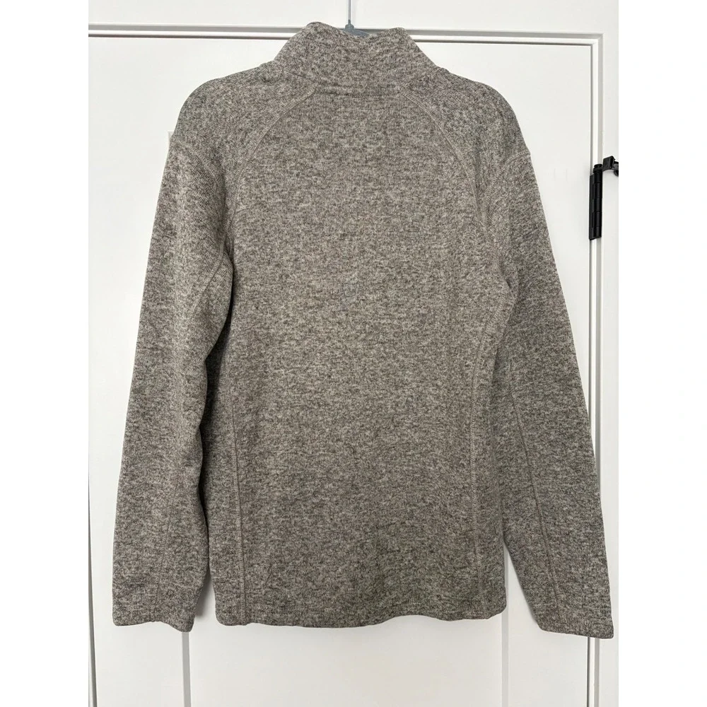 Eddie Bauer Mens Hiking Outdoors Utility L 1/4 Zip Fleece Sweater Heather Brown